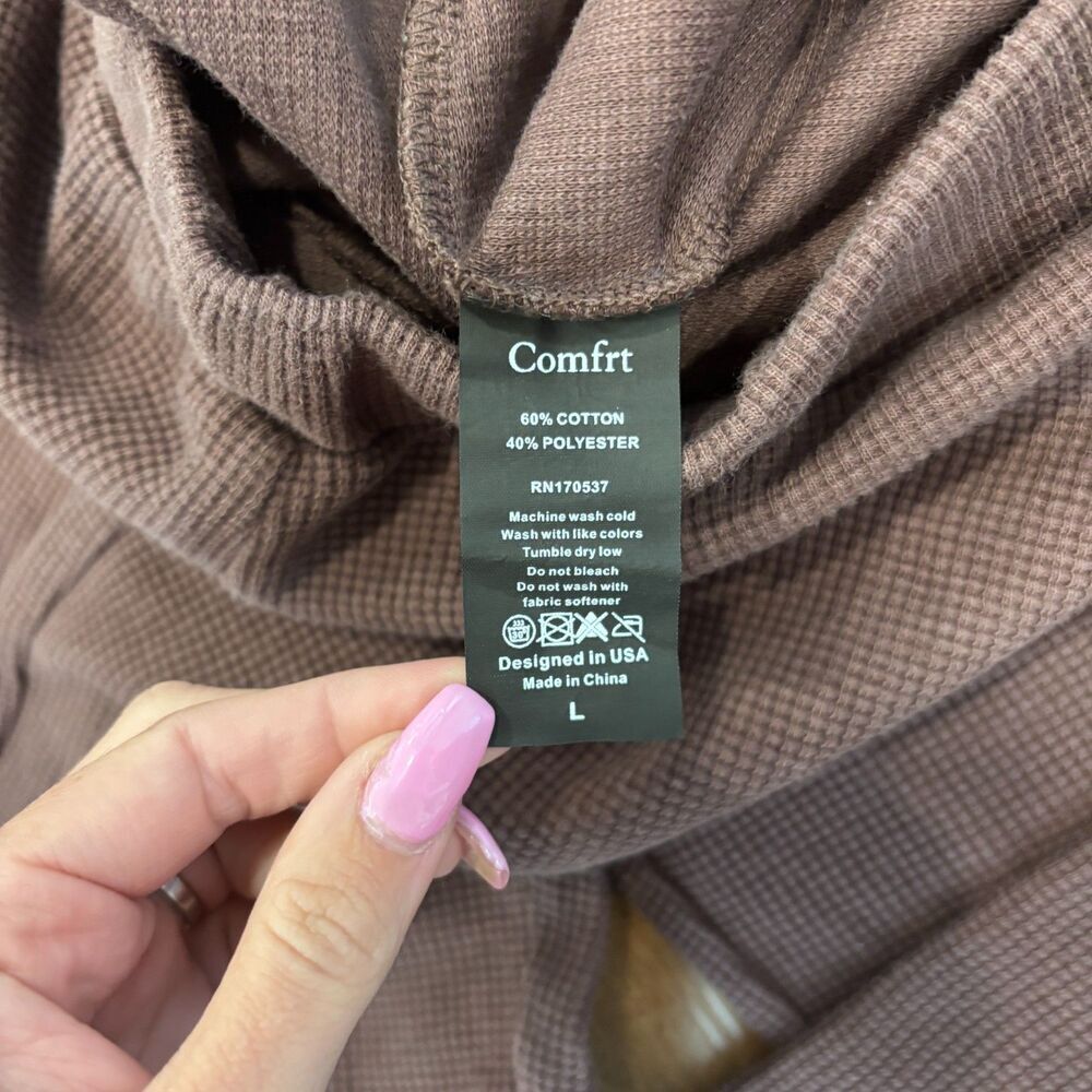 Comfrt Waffle Lounge Pants Womens Large Cocoa Brown Wide Leg Knit Pajamas $55 - Picture 7 of 12